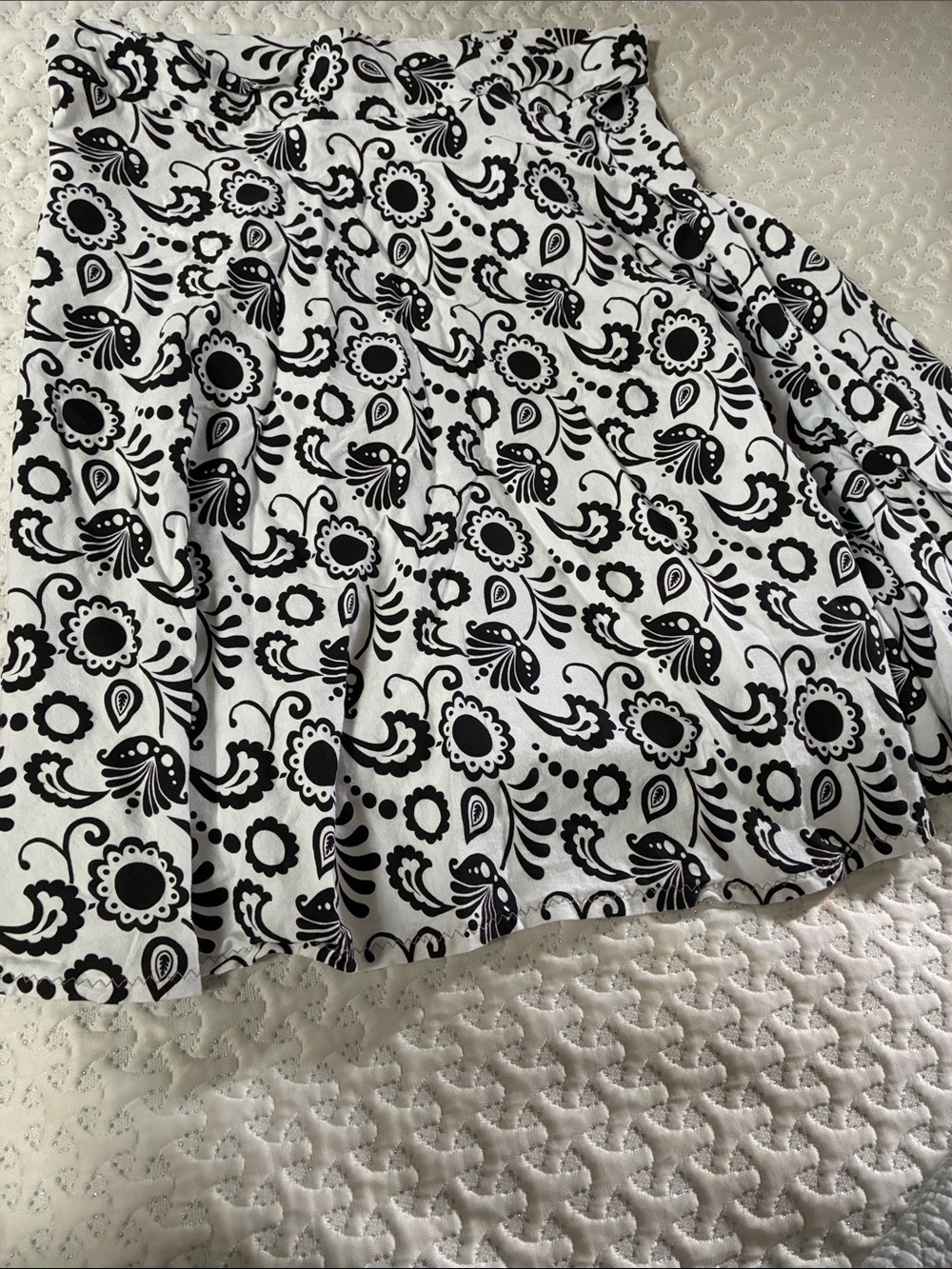 Black & White Floral A-Line Skirt
